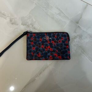 Coach Red and Blue Floral Wristlet